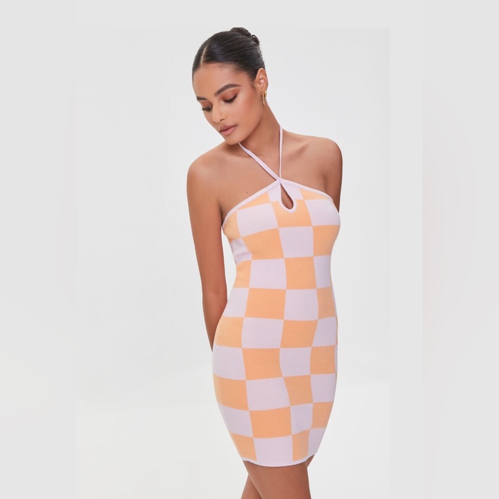 Summer Halter knit Mini striped dress. Seen on Kylie. Size SM